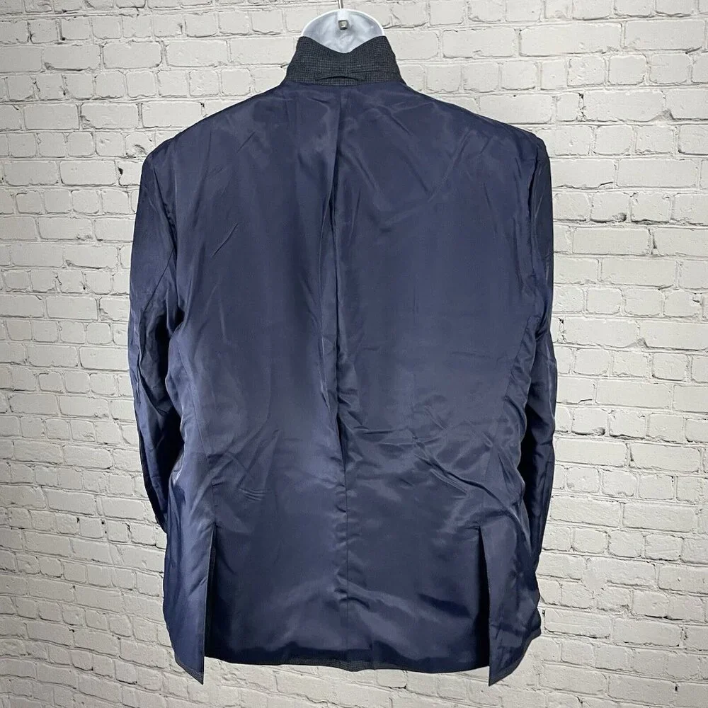 Marks & Spencer Black Blue Check Easy Care Sports Jacket Blazer Size 48